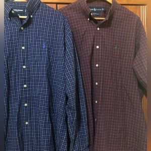 2 Ralph Lauren Button Down Dress Shirts Size Large